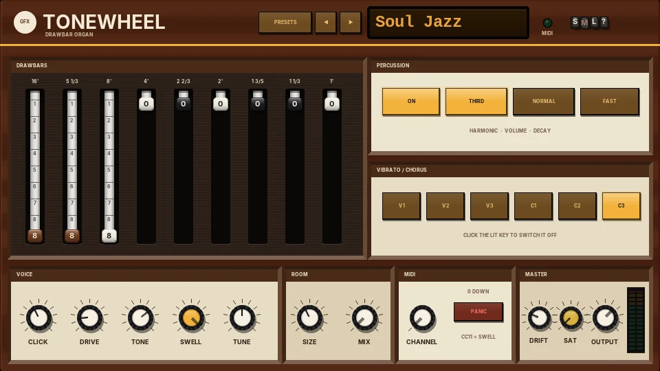 The original Tonewheel panel